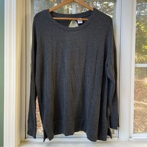 Half Moon Open Back Long Sleeve Gray Top XL